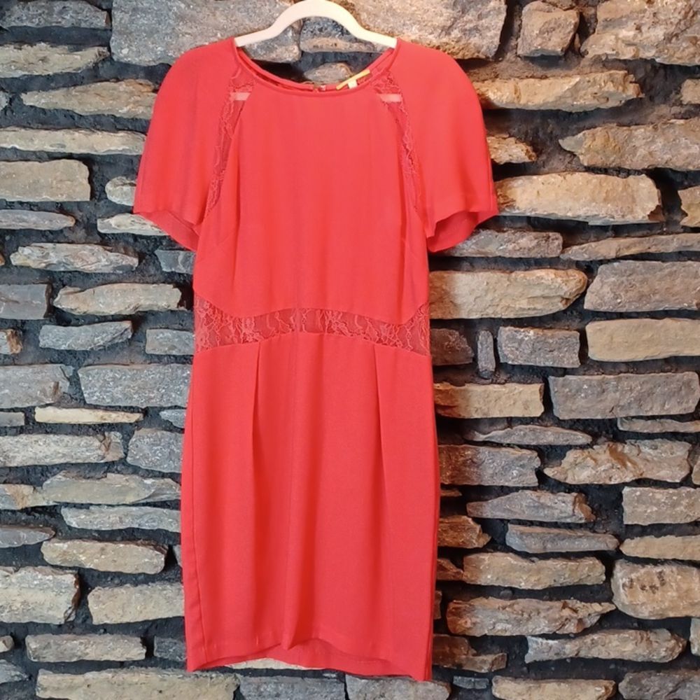 Women's Gianni Bini orange midi dress sz medium